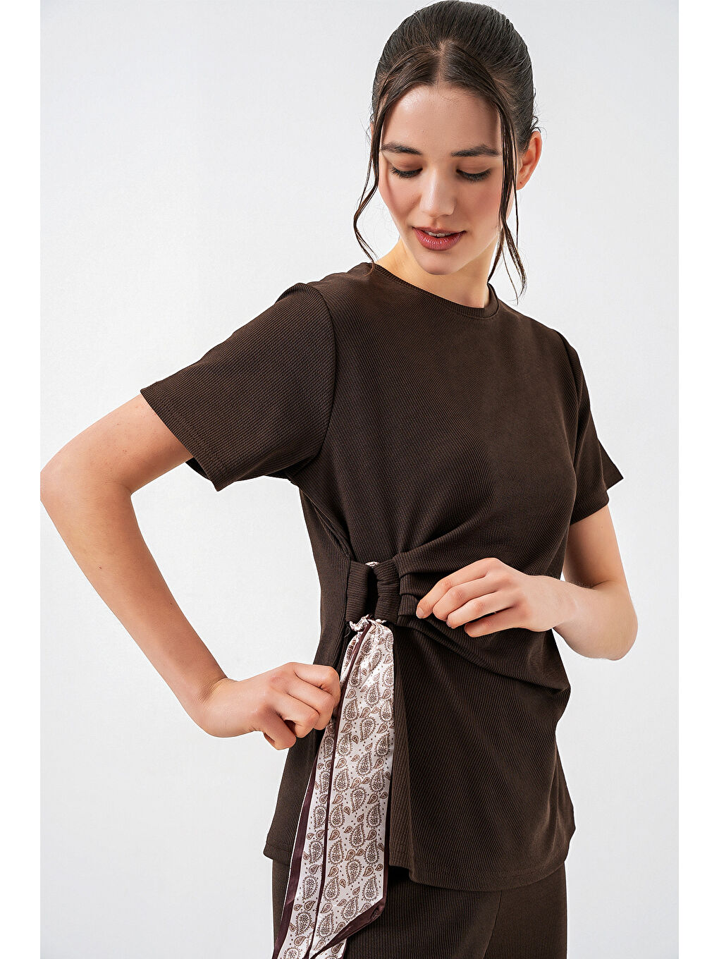 Kadın Yan Bağlamalı İkili Takım 30104 - Kahverengi-1