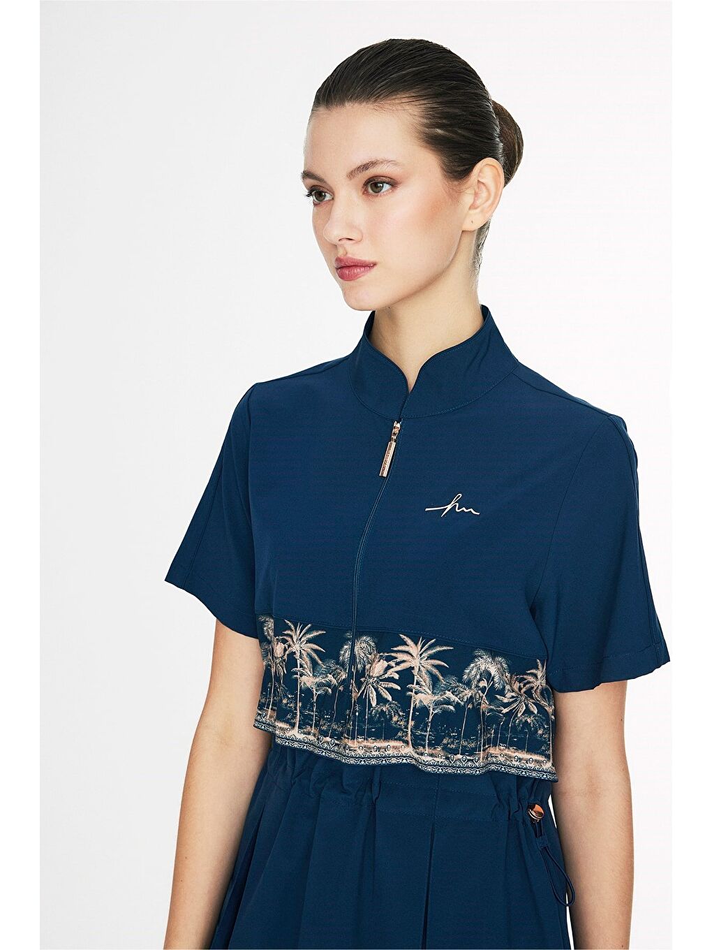 Petrol Vaha Koleksiyonu Desenli Lacivert 5 Parça Yarı Kapalı Mayo Takımı 6026-2