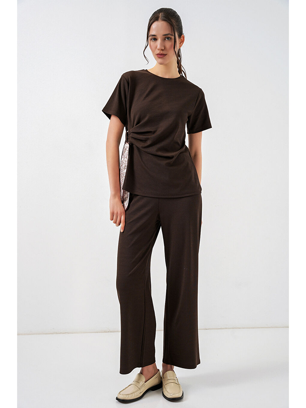 Kadın Yan Bağlamalı İkili Takım 30104 - Kahverengi-2