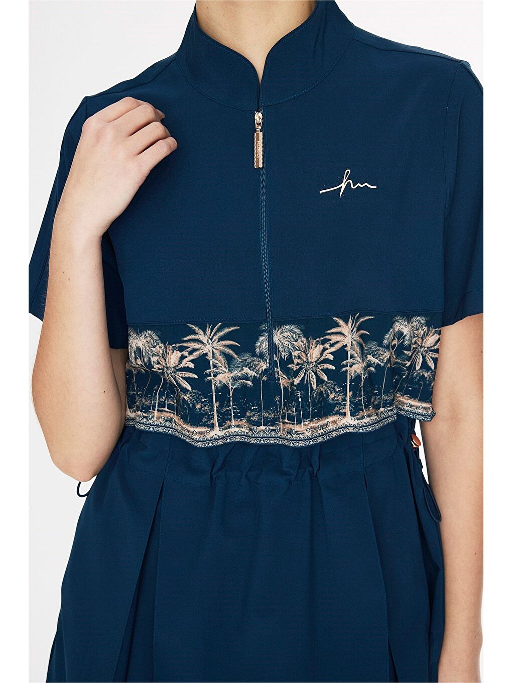 Petrol Vaha Koleksiyonu Desenli Lacivert 5 Parça Yarı Kapalı Mayo Takımı 6026-3