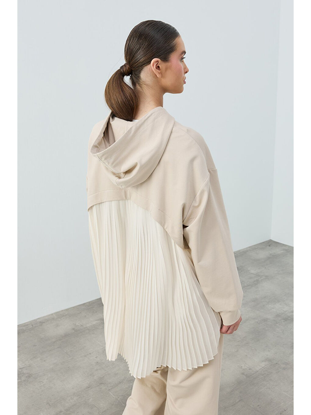 Pilise Şifon Detay Ceket Pantolon Takım 1624 Bej-2