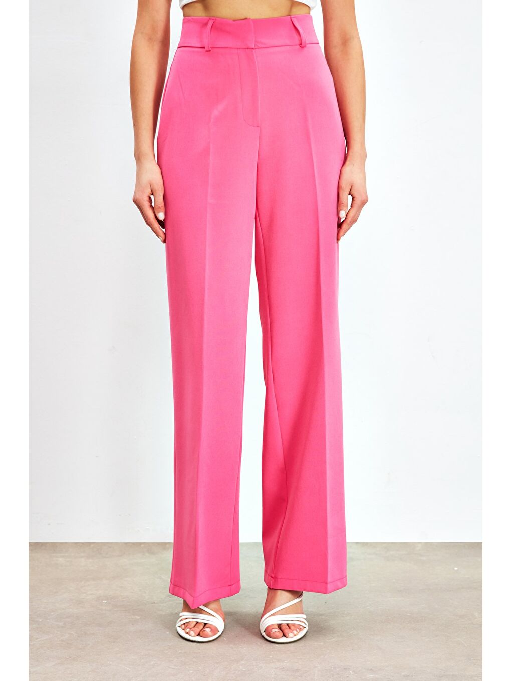 Klasik Bol Paça Pantolon - Pembe-2