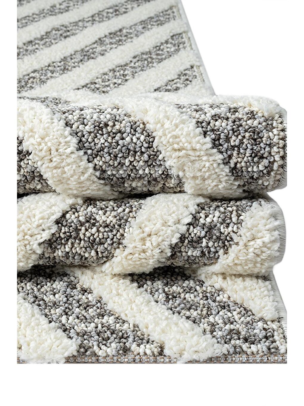 Ekru Sevilla 5506 Bukle Yumuşak Örgü Modern Dokuma Halı-100x200 cm-2