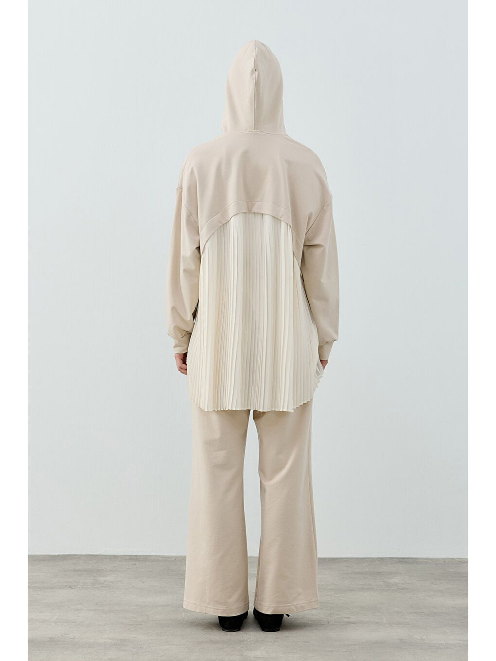 Pilise Şifon Detay Ceket Pantolon Takım 1624 Bej-3