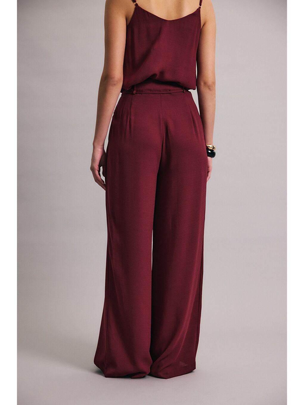 Kemerli Salaş Pantolon - Mürdüm-6