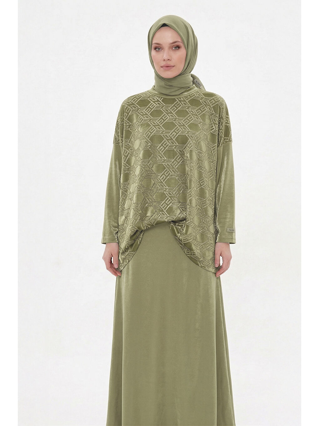 Desenli Detaylı Pantolonlu Takım 1058 Haki