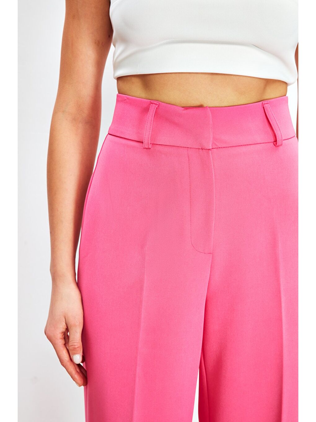 Klasik Bol Paça Pantolon - Pembe-3