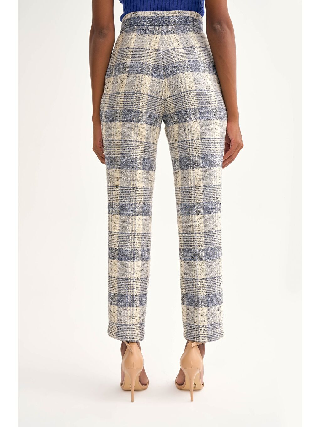 Mavi Ekose Desen Tüvit Pantolon - Sax Mavİ-4