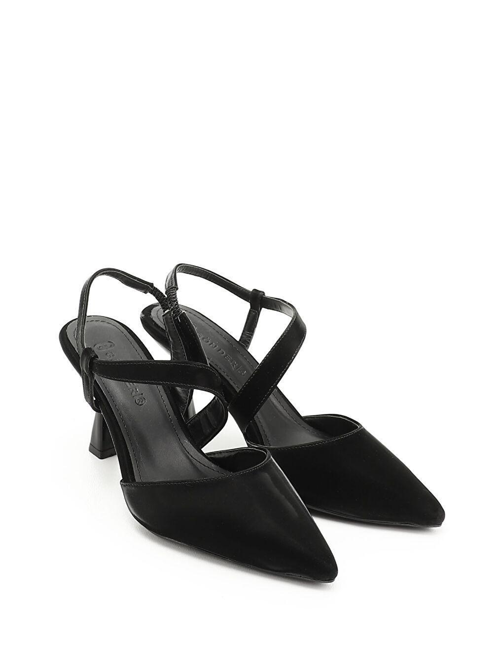 Mor Kadın ZÜMRÜT-SİYAH Sivri Burun Kadeh Ökçe Arkası Açık Ayakkabı-1