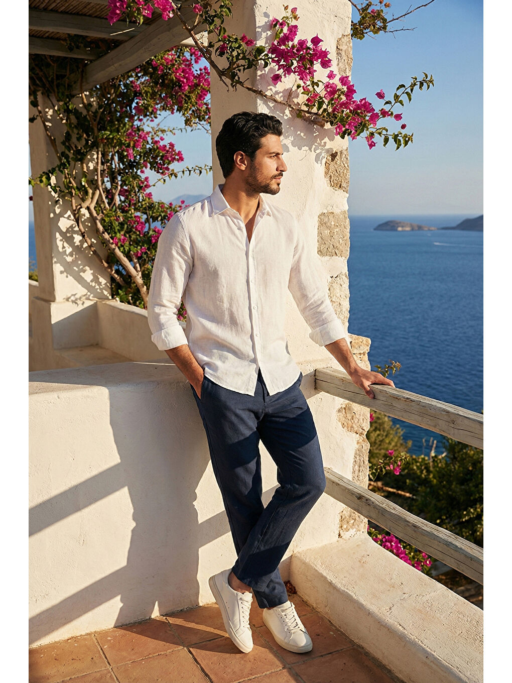 Lacivert Keten Regular Fit Normal Bel Düz Paça Pantolon CF26S6110228