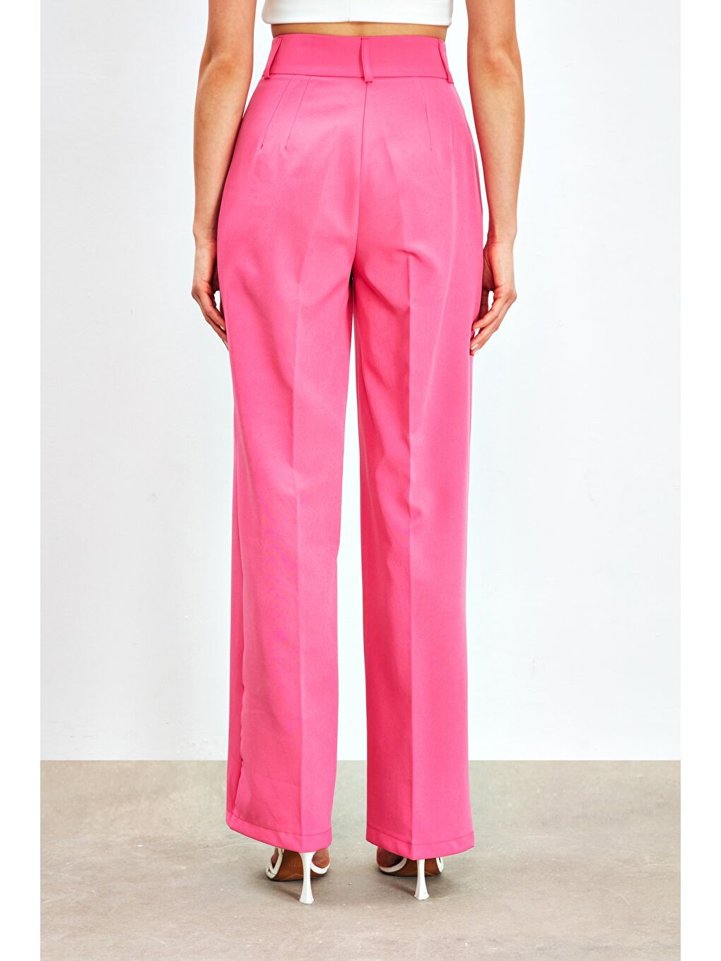 Klasik Bol Paça Pantolon - Pembe-4