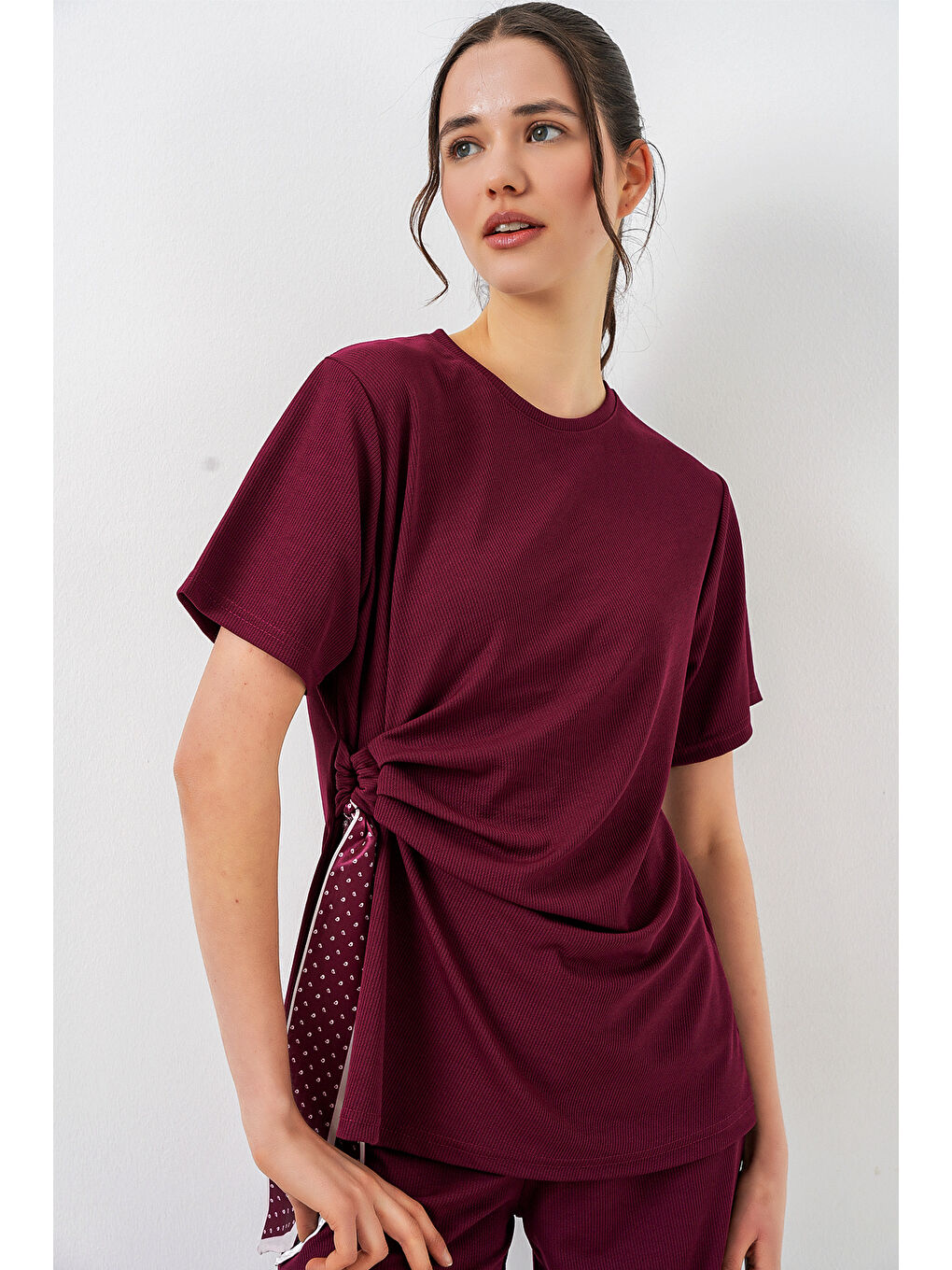 Kadın Yan Bağlamalı İkili Takım 30104 - Bordo-1