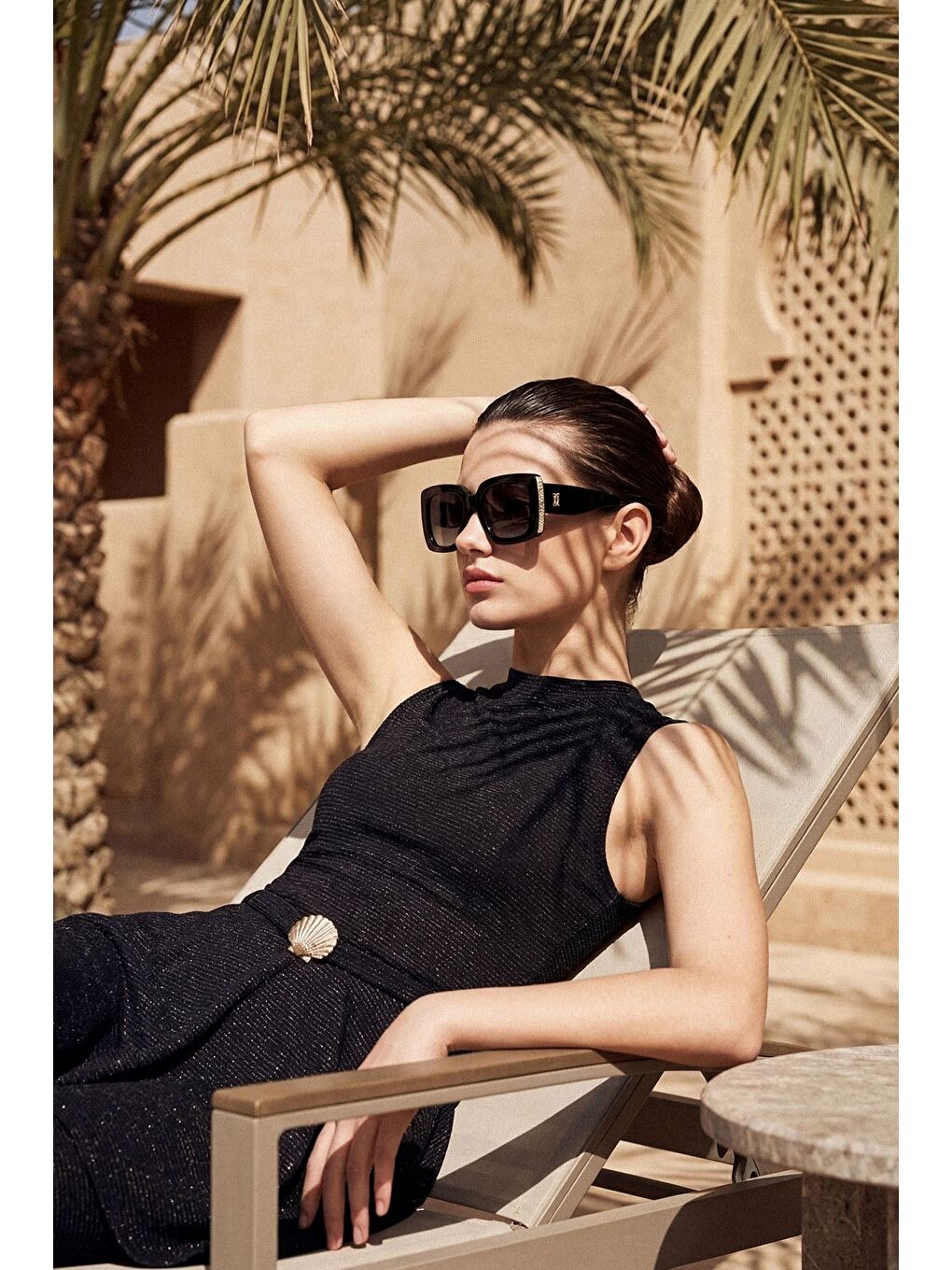 Vaha Koleksiyonu Simli Kumaş Siyah 4 Parça Yarı Kapalı Mayo Takımı 5079-2