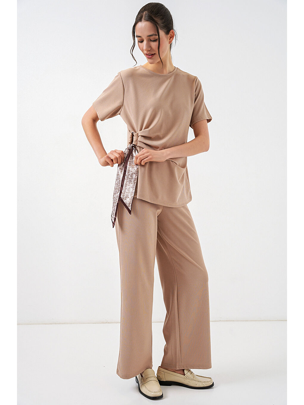 Kadın Yan Bağlamalı İkili Takım 30104 - Bej-2