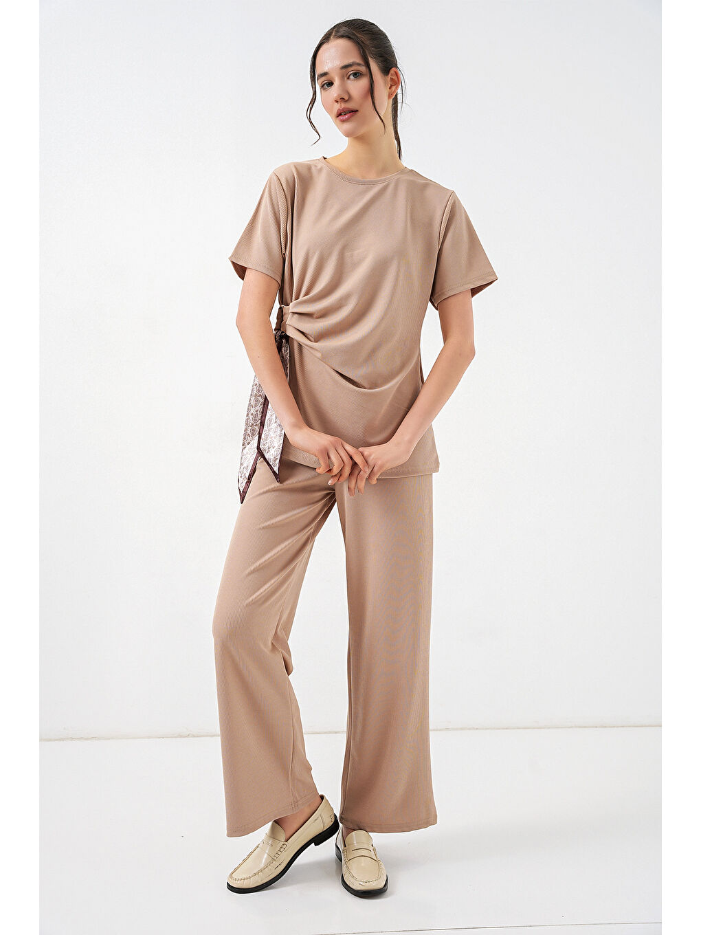 Kadın Yan Bağlamalı İkili Takım 30104 - Bej-3