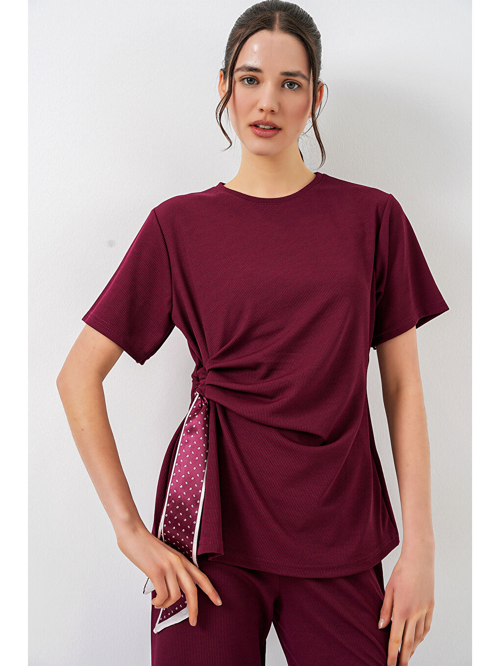 Kadın Yan Bağlamalı İkili Takım 30104 - Bordo-3