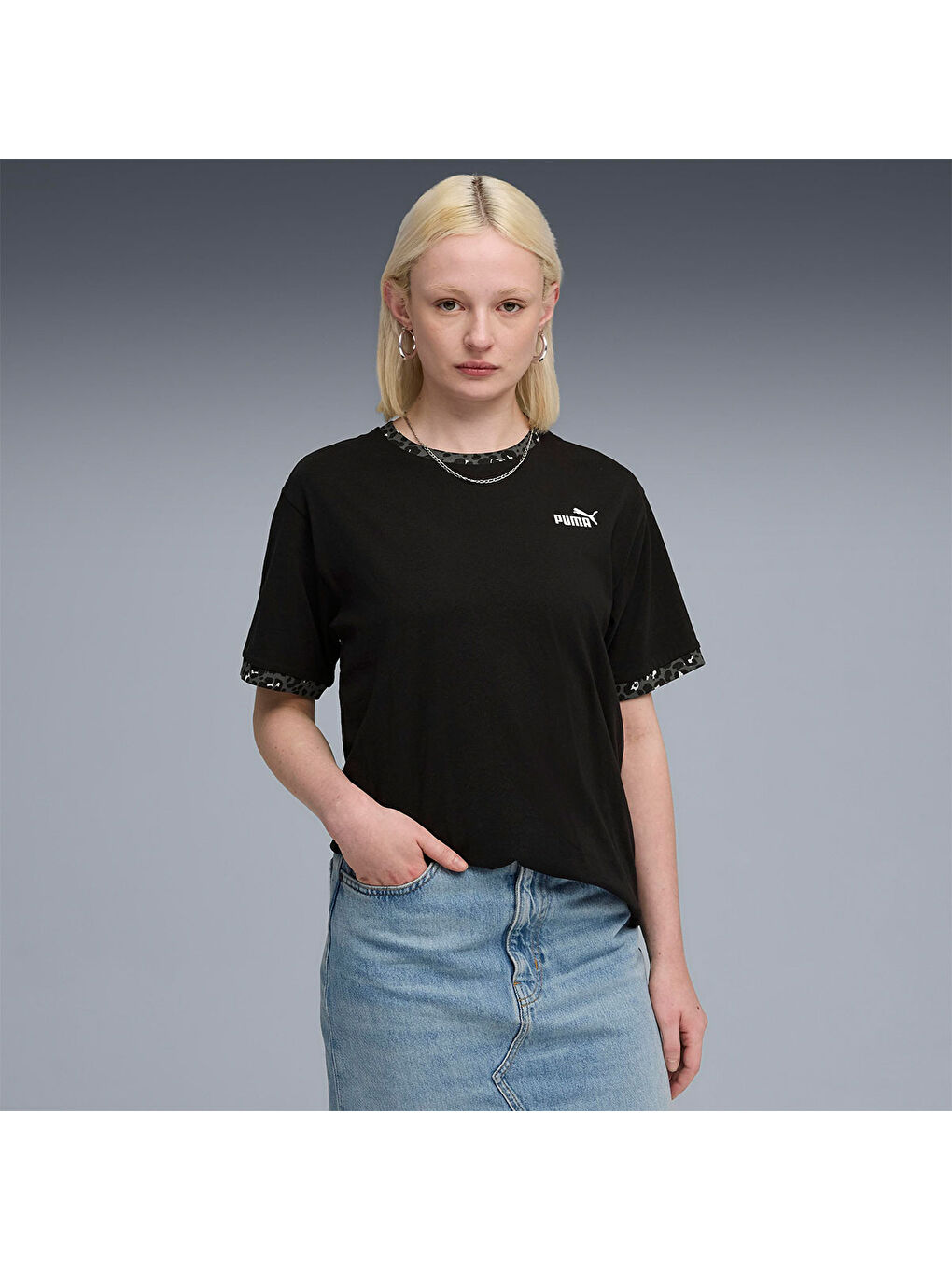 Essentials Graphic Animal Kadın Siyah Tişört