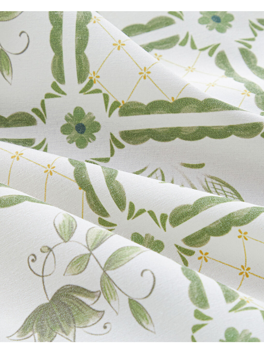 Botanical Garden Pamuk Polyester Masa Örtüsü 150x200 cm Beyaz - Yeşil-2