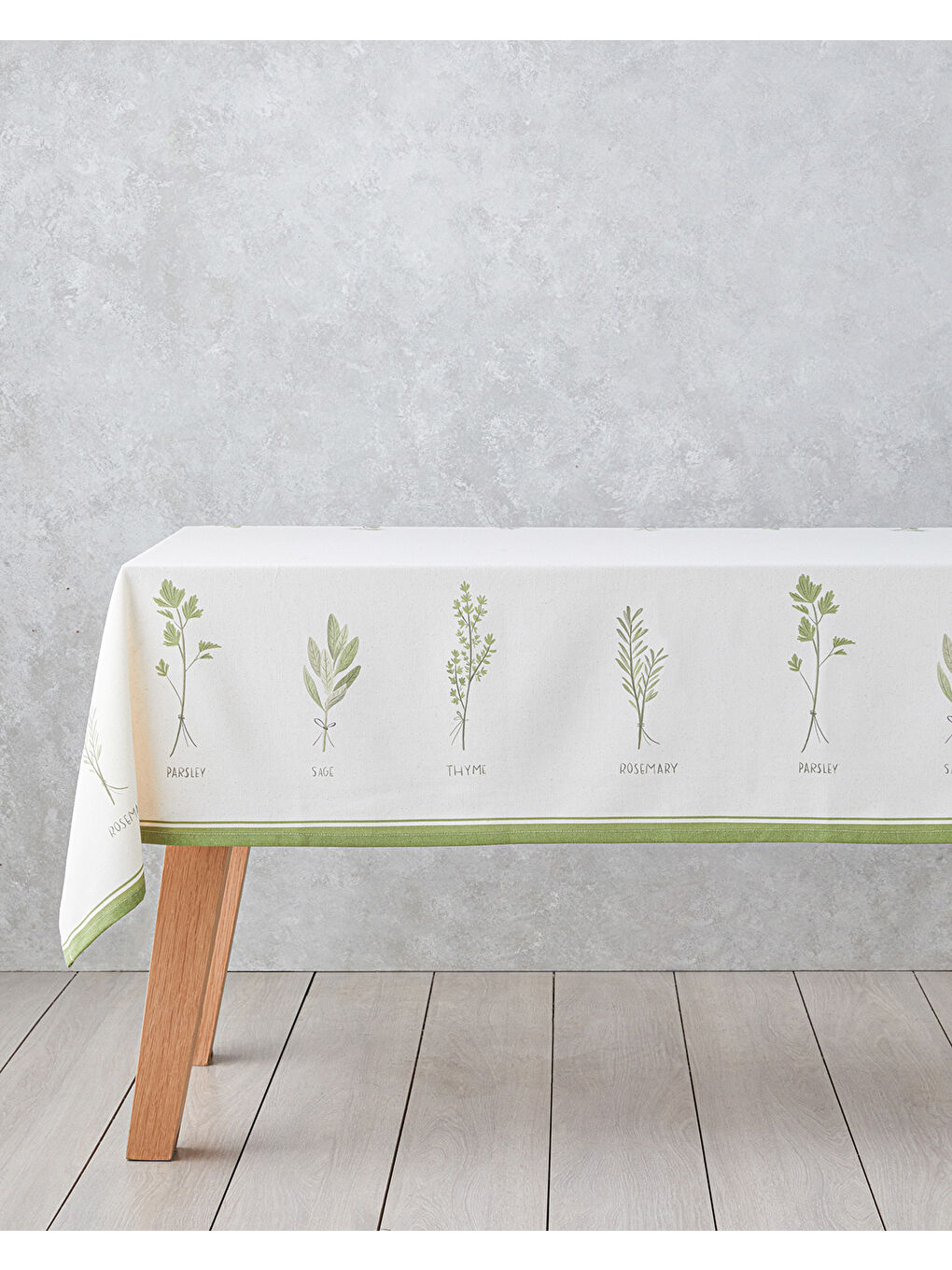 Greeny Pamuk Polyester Masa Örtüsü 150x200 cm Beyaz - Yeşil