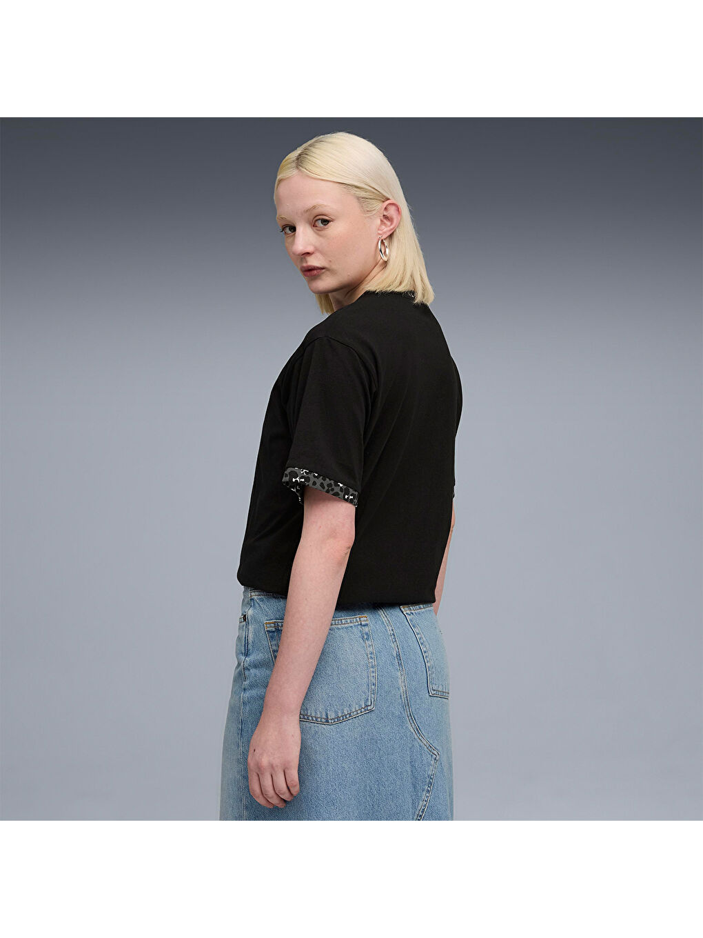 Essentials Graphic Animal Kadın Siyah Tişört-1