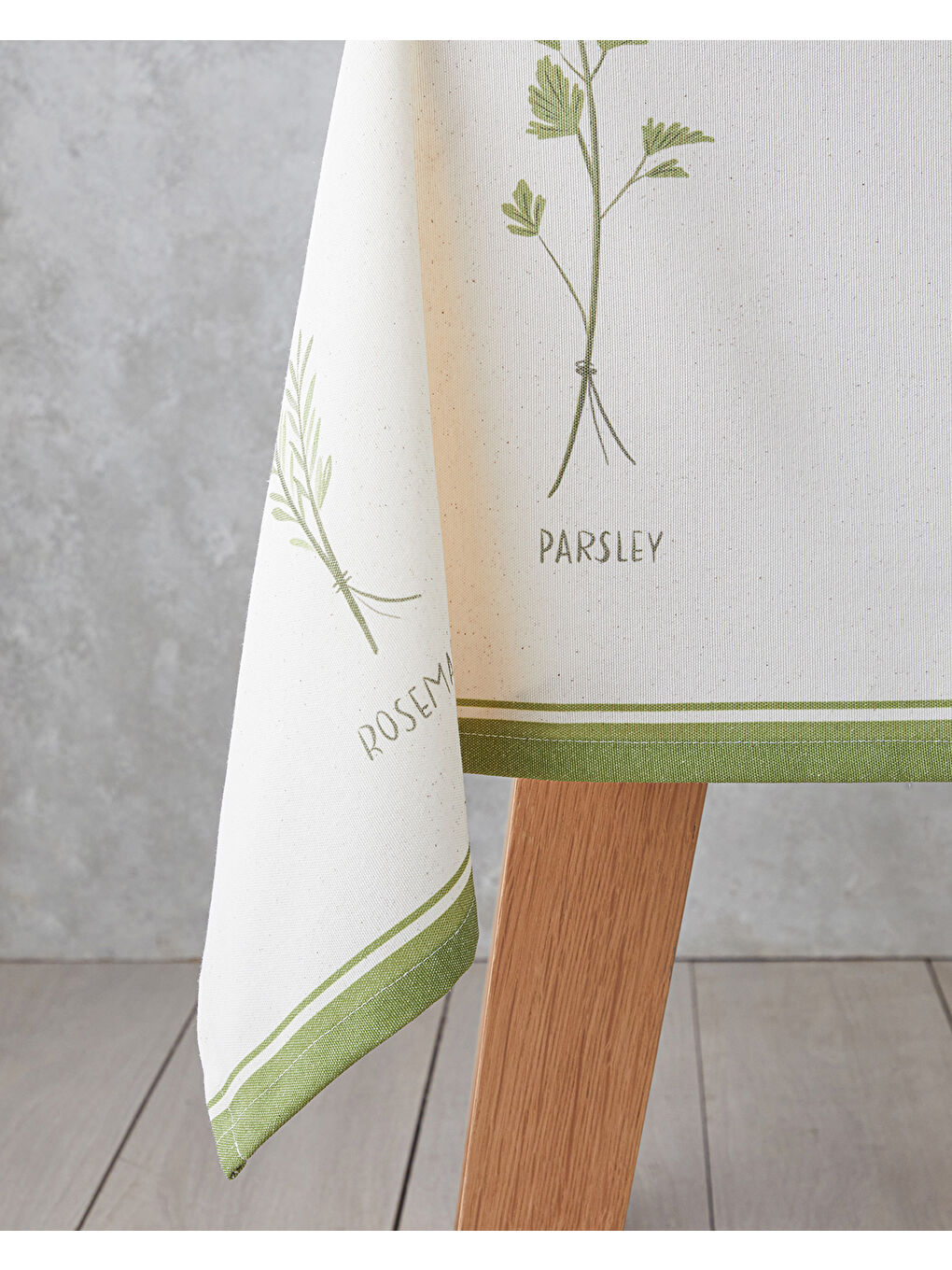 Greeny Pamuk Polyester Masa Örtüsü 150x200 cm Beyaz - Yeşil-1