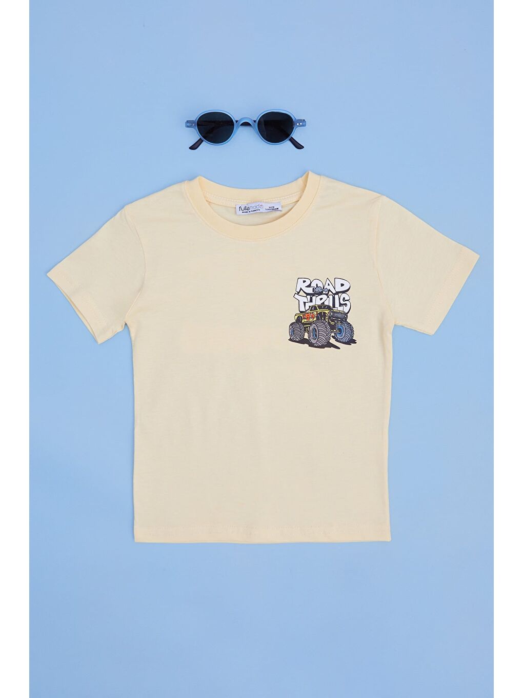 Sarı Monster Truck Baskılı Erkek Çocuk Tişört