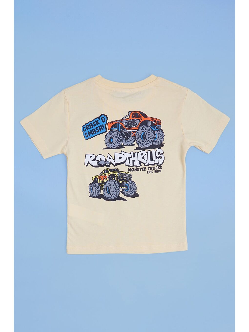 Sarı Monster Truck Baskılı Erkek Çocuk Tişört-1