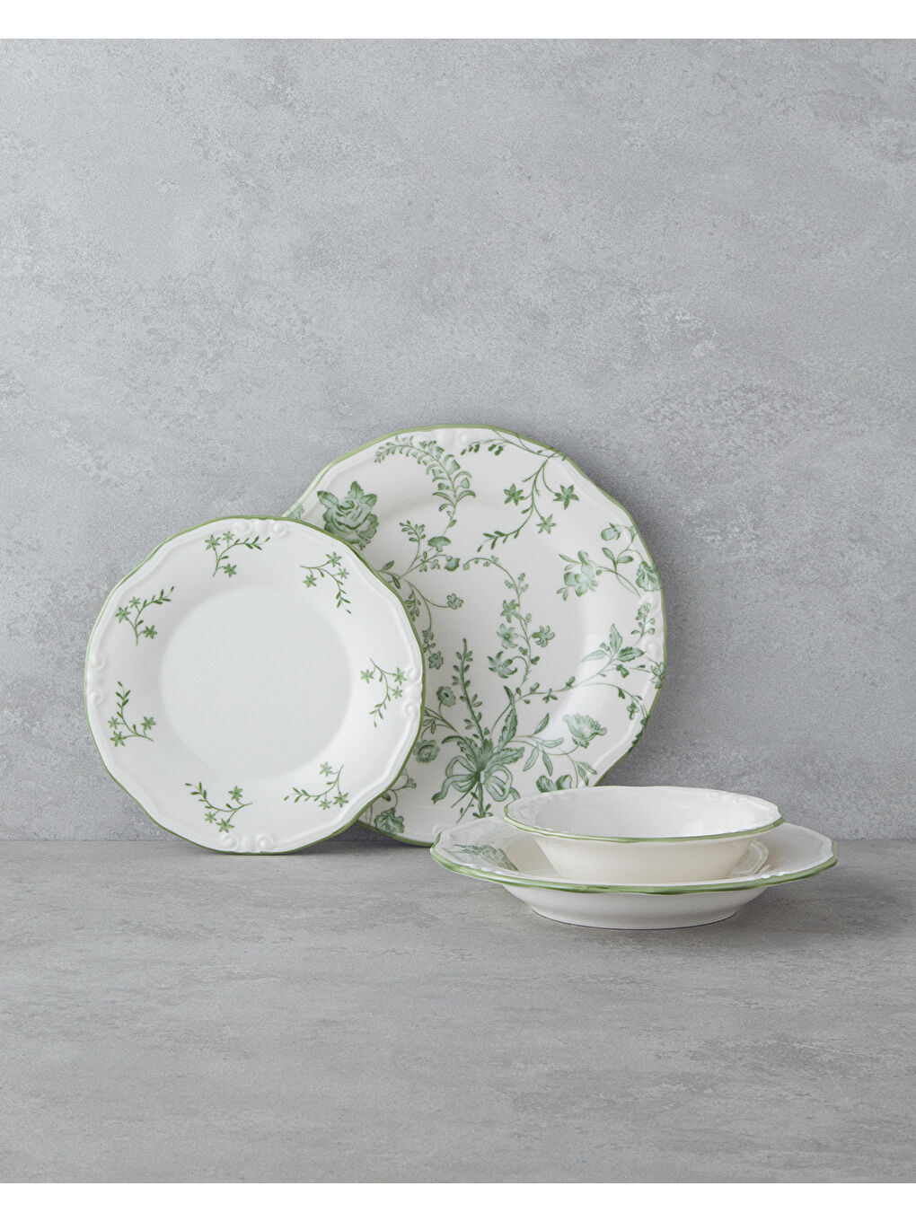 Plantopia Porselen Yemek Takımı 24 Parça 6 Kişilik Yeşil