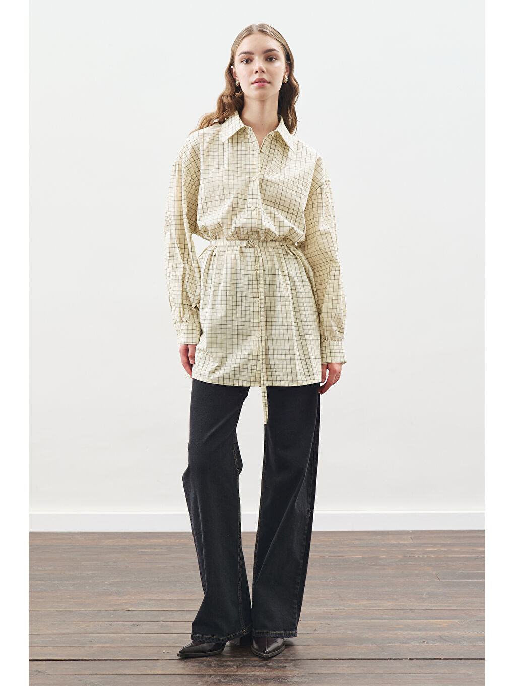 Desenli Poplin Tunik Sarı