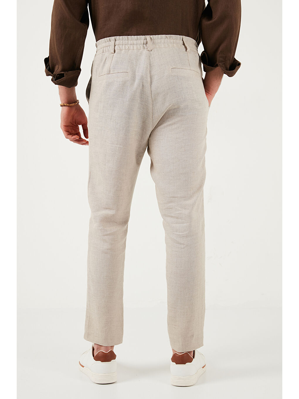 Bej Keten Regular Fit Normal Bel Düz Paça Pantolon CF26S6110228-6