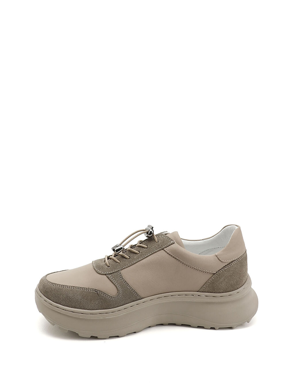 Bej Kadın BEJ Lastik Bağcıklı Comfort Hakiki Deri Sneaker-2