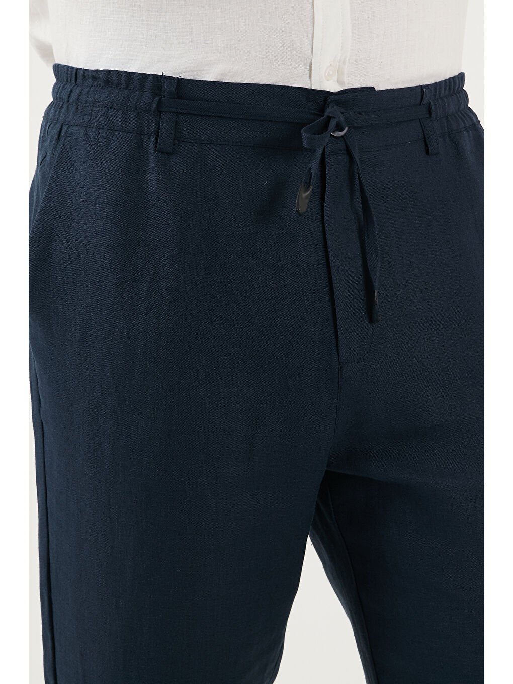 Lacivert Keten Regular Fit Normal Bel Düz Paça Pantolon CF26S6110228-5