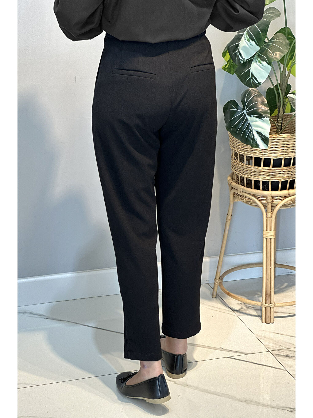 Kuşak Detay Pantolon 16124 Siyah-2