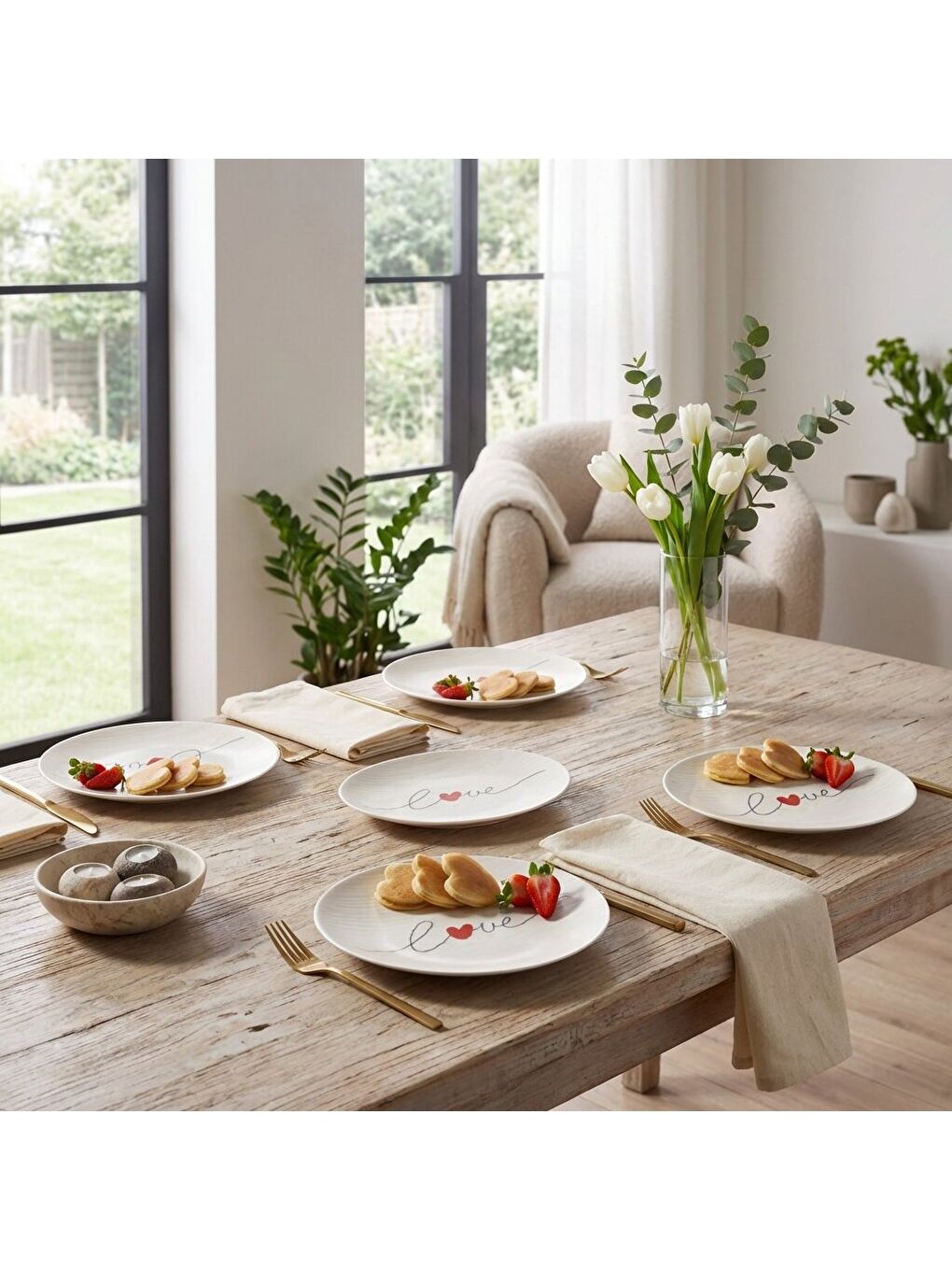 Ekru Camelia 4 Parça 25 Cm Servis Tabağı 25071-1