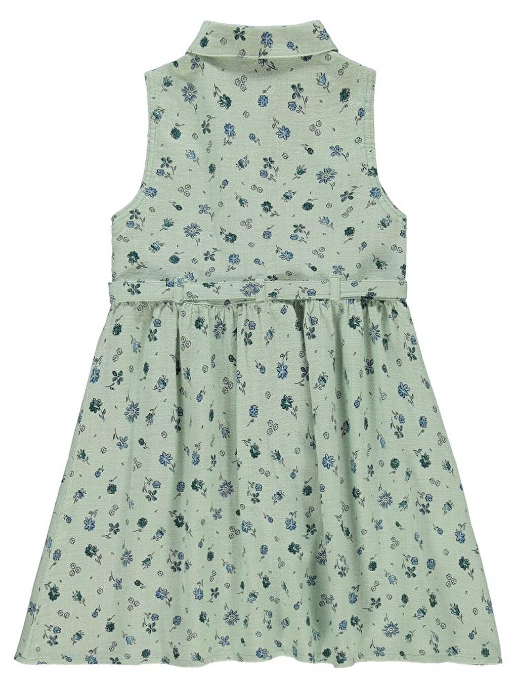 Yeşil Girls Çiçekli 6-9 Yaş Elbise-1