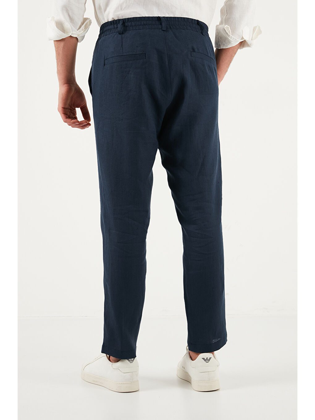 Lacivert Keten Regular Fit Normal Bel Düz Paça Pantolon CF26S6110228-6