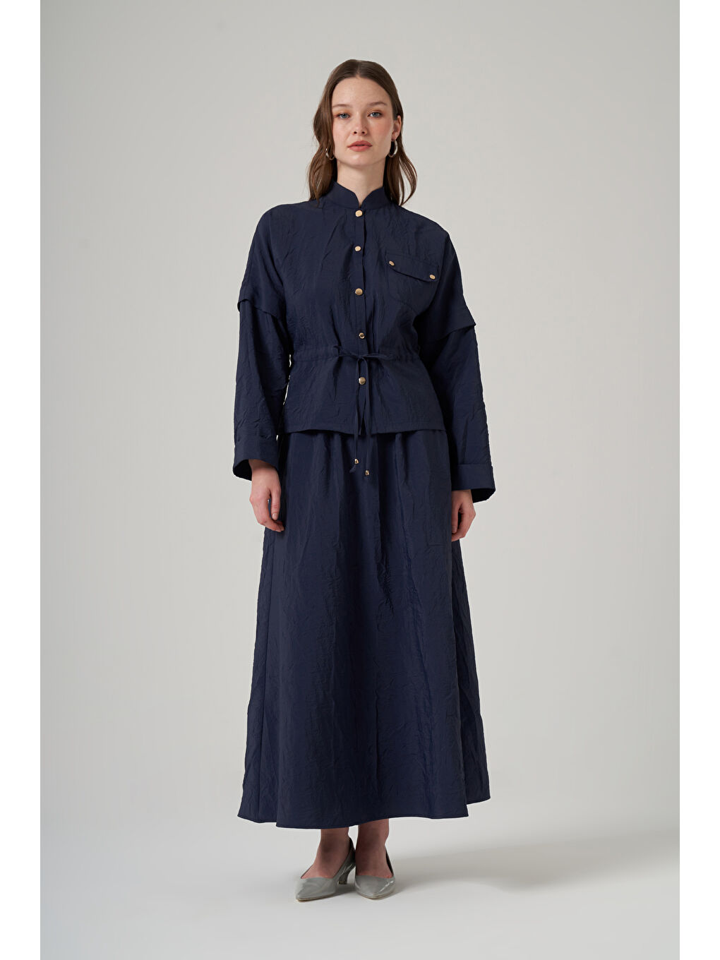 Kraş Kumaş Ceket Etek Takım 1090 Lacivert-2