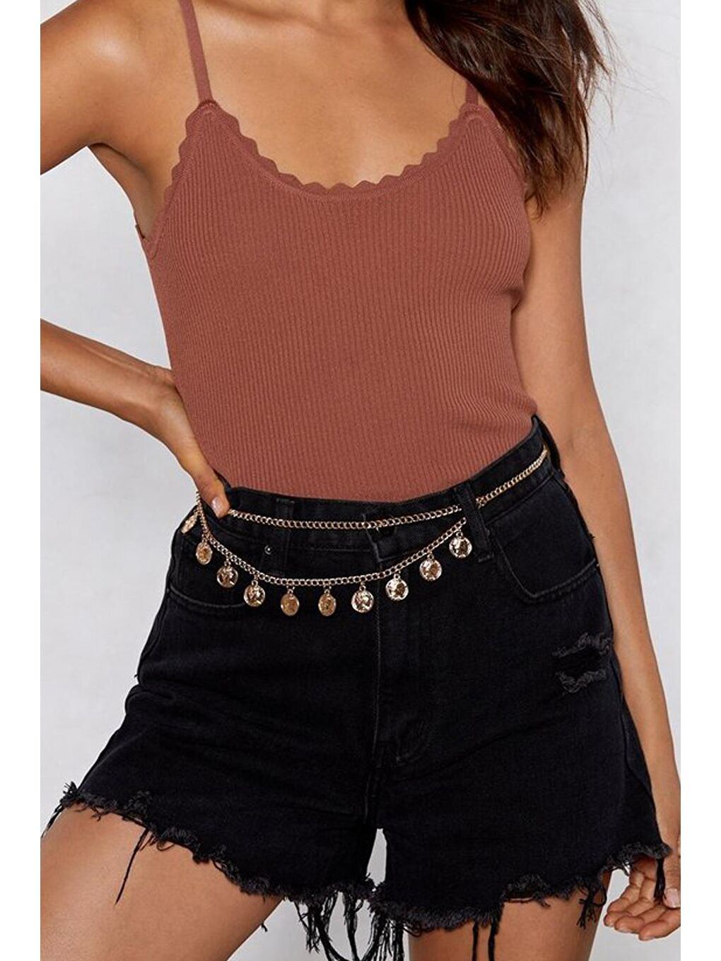 Sarı Madalyonlu Zincir Kemer