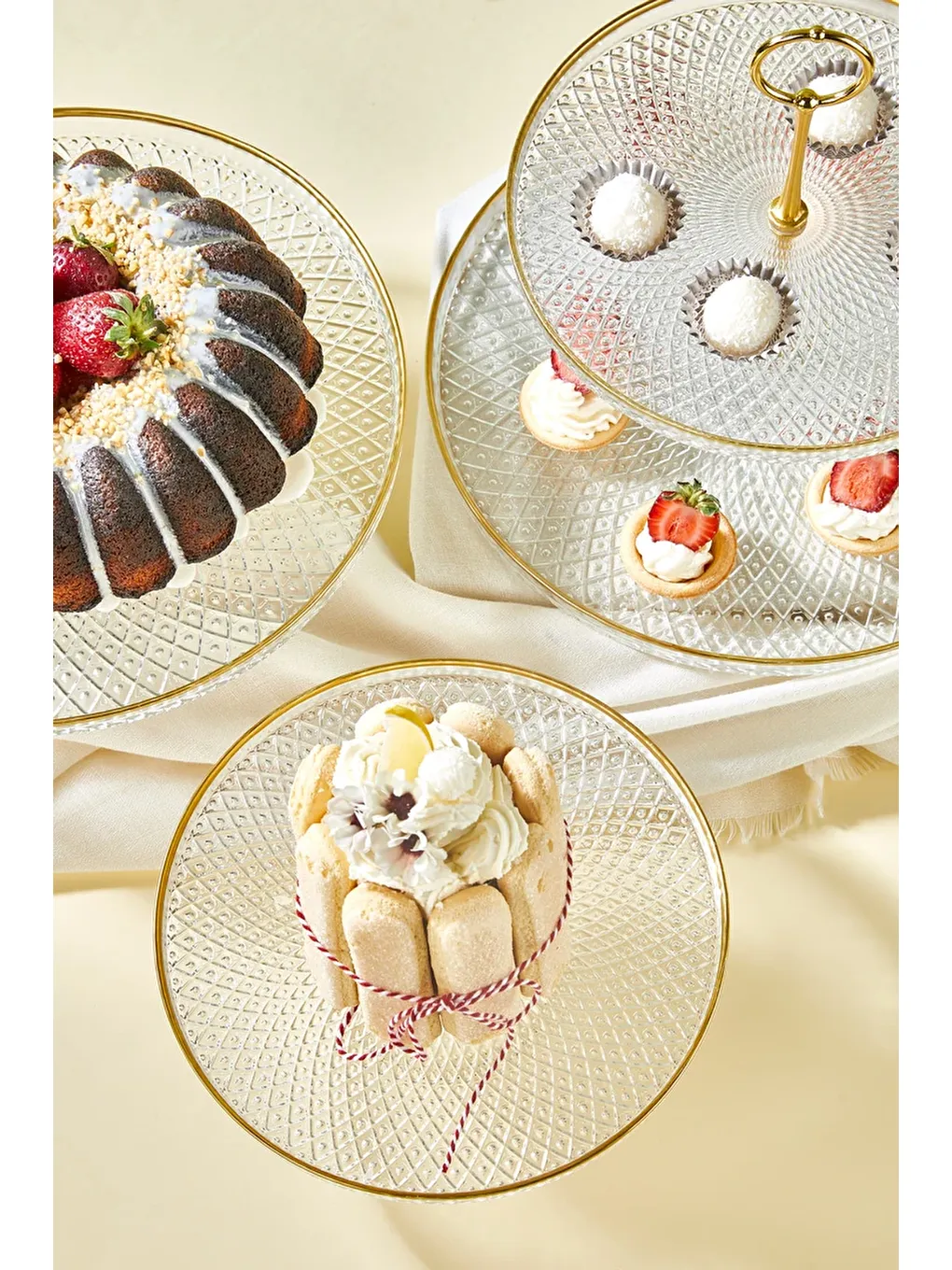 Karışık Mina 5 Parça Pasta/Kek/Tatlı Sunum Standı Seti-1