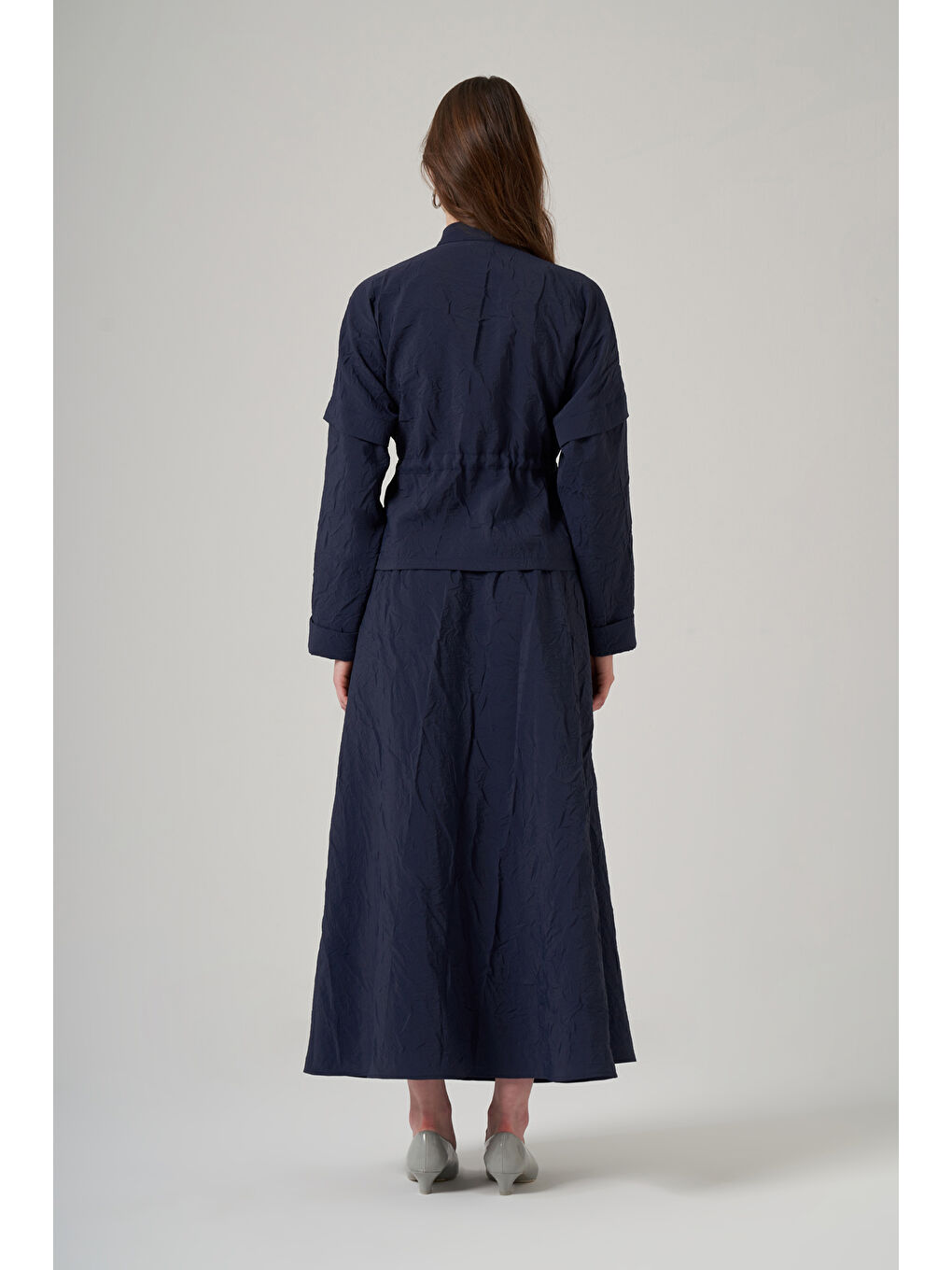 Kraş Kumaş Ceket Etek Takım 1090 Lacivert-3