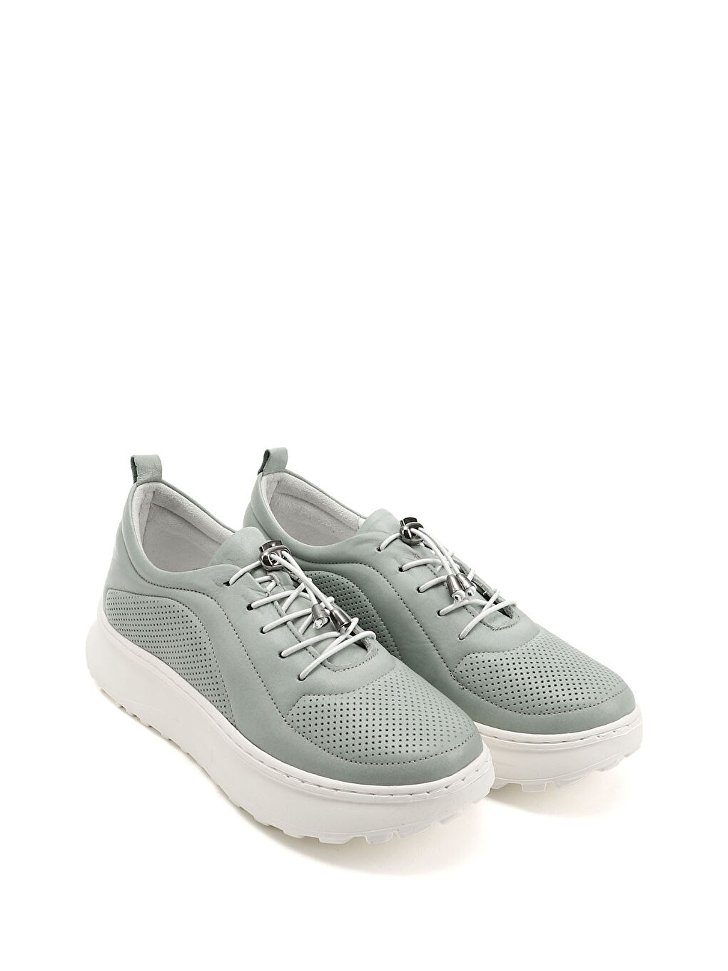 Turkuaz Kadın SU YEŞİLİ Lastik Bağcıklı Comfort Hakiki Deri Sneaker-1