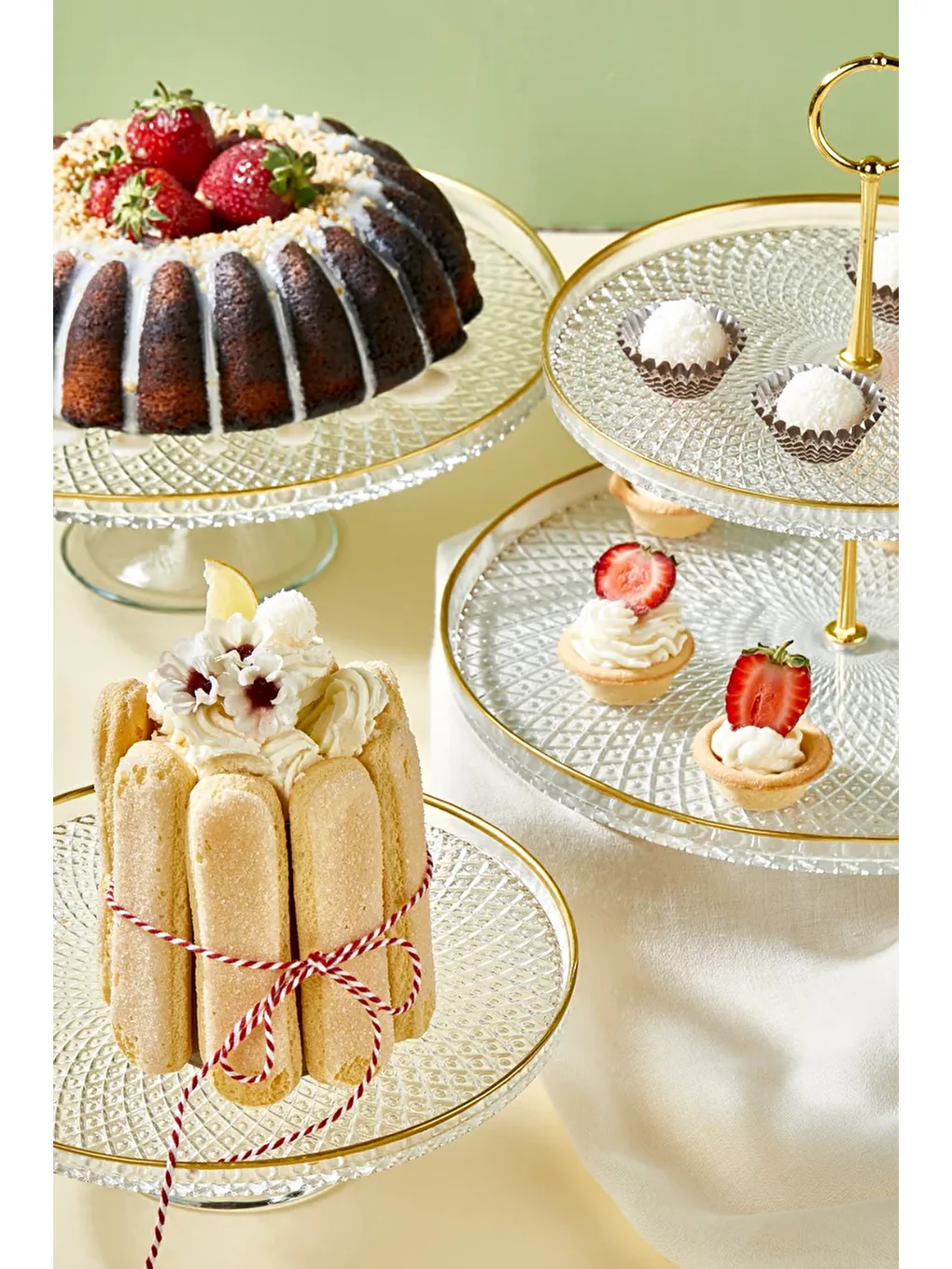 Karışık Mina 5 Parça Pasta/Kek/Tatlı Sunum Standı Seti-2