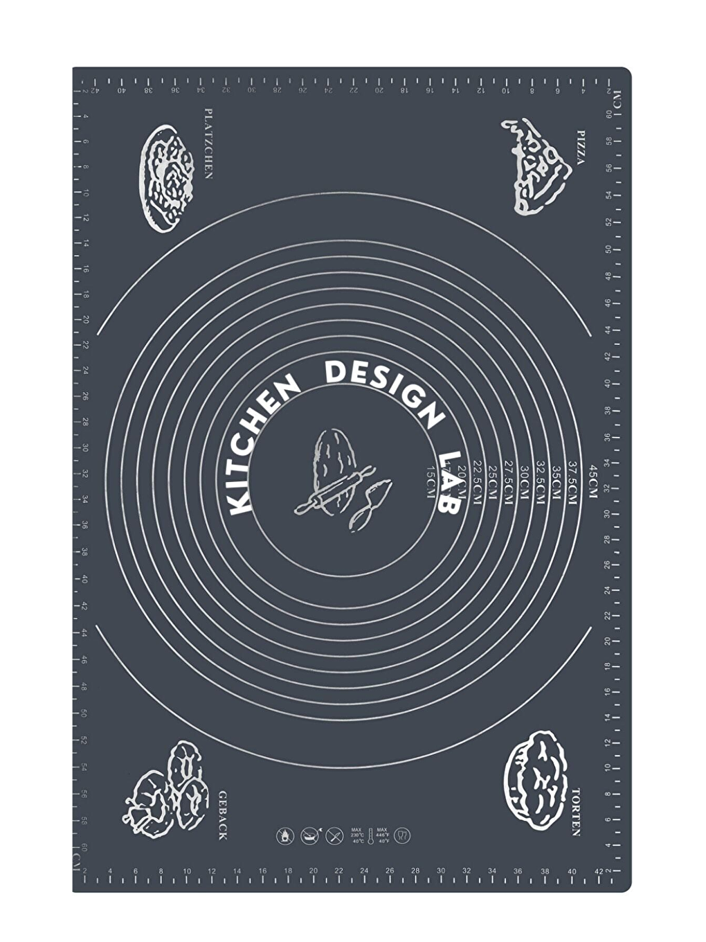 Antrasit 2'li Set Gri 45x65 cm Silikon Hamur Açma Matı ve Gri Silikon Yanmaz Mutfak Fırın Eldiveni-1