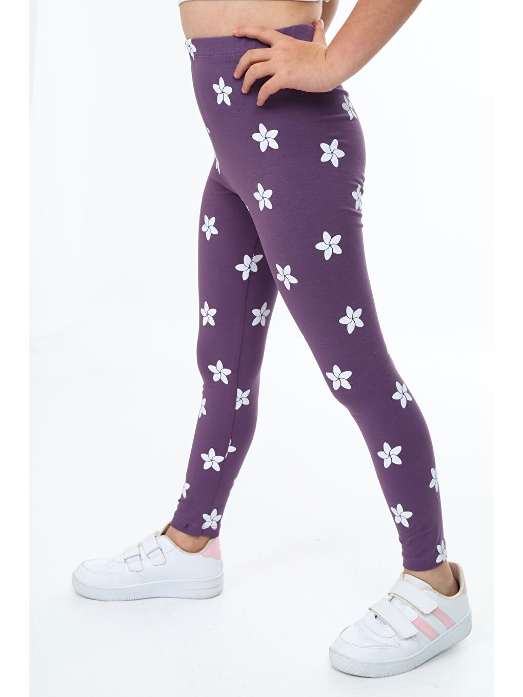 Mor Kız Çocuk Baskılı Tayt-1