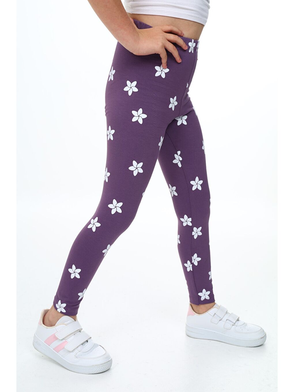 Mor Kız Çocuk Baskılı Tayt-2