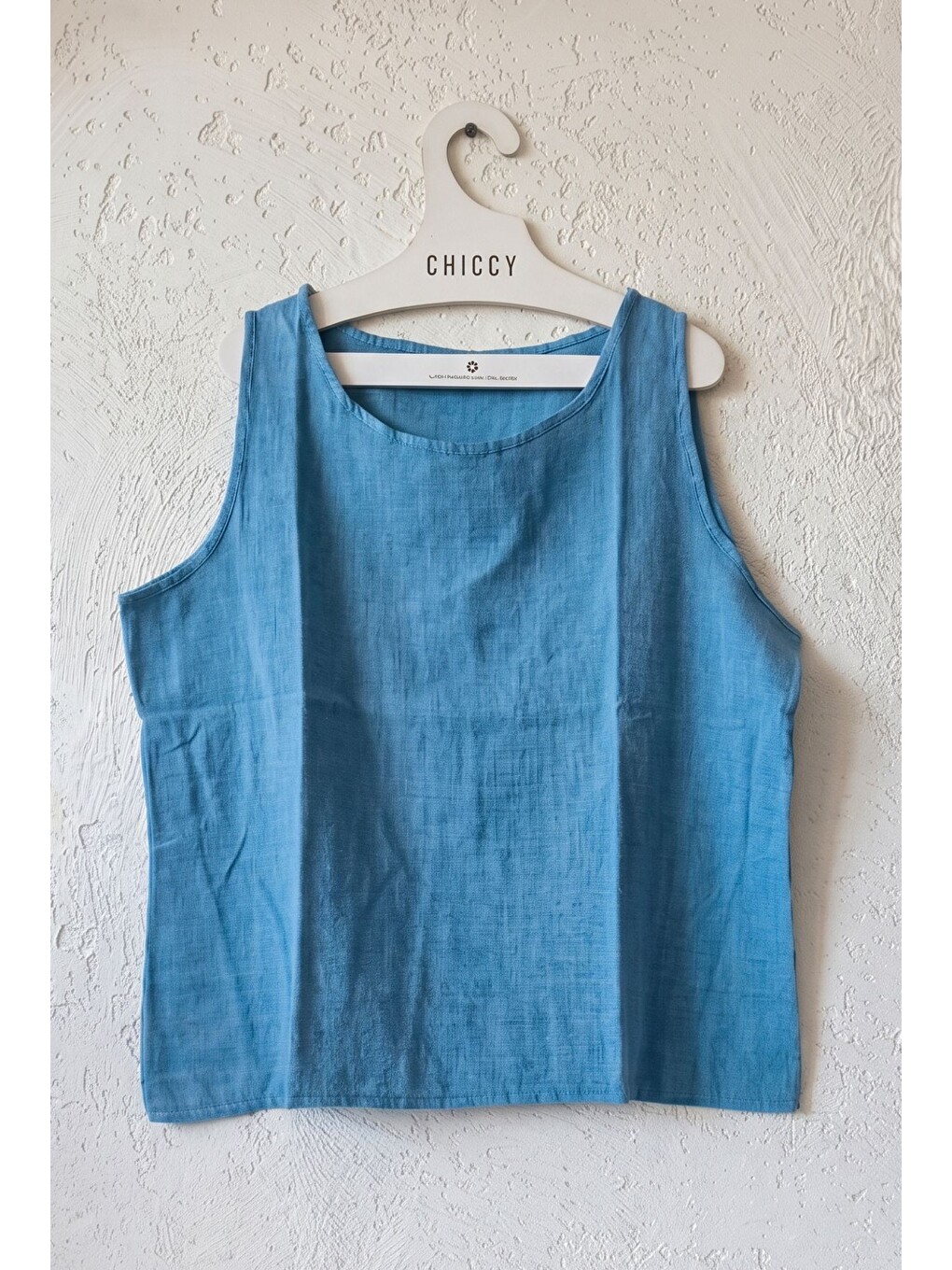 İndigo Yuvarlak Yaka 3/4 Kol İkili Set Casual Pamuklu Salaş Dokuma Bluz 80 63-7