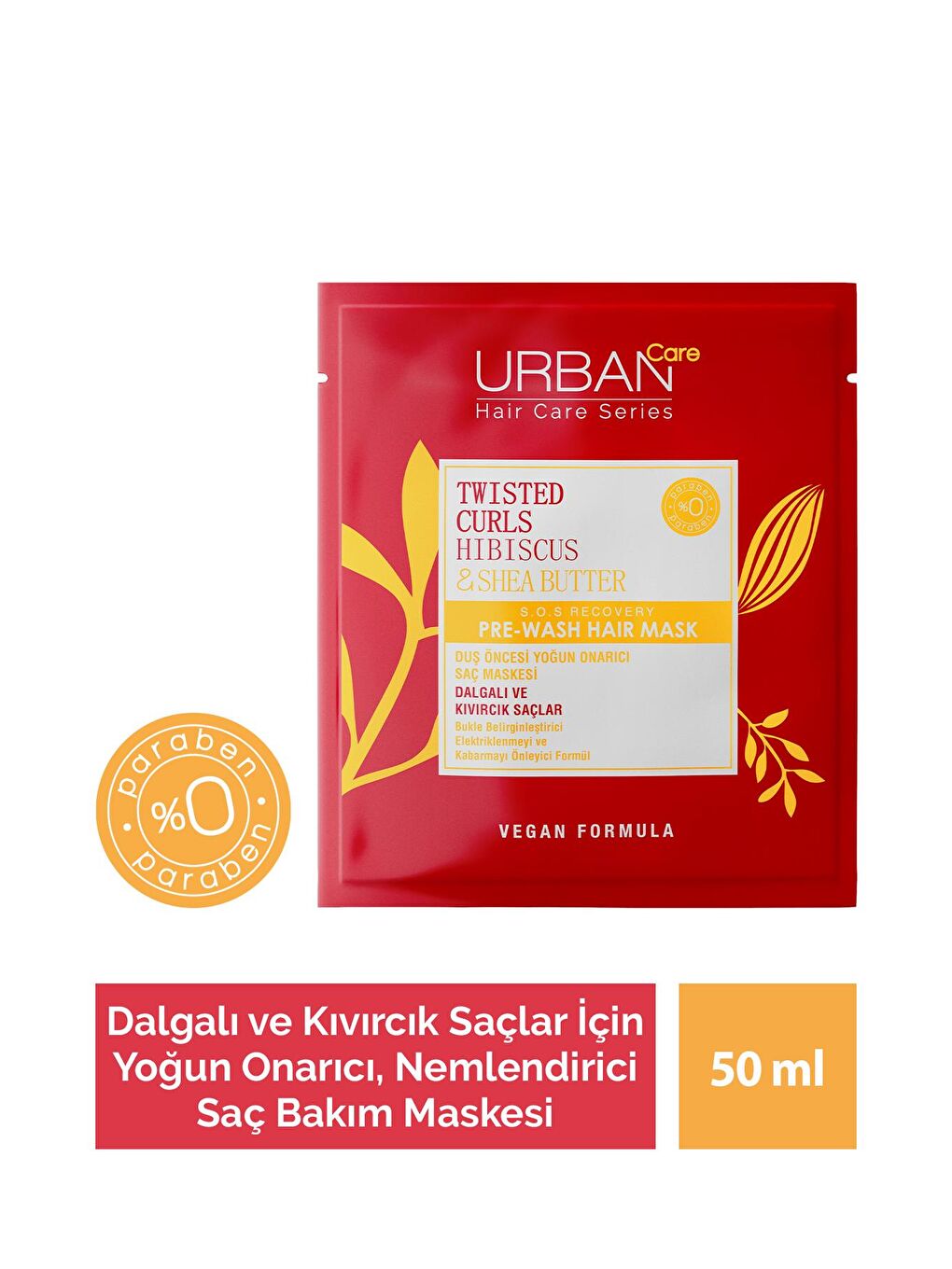 Hibiscus&Shea Butter Kıvırcık ve Dalgalı Saçlar Duş Öncesi Saç Bakım Maskesi 50ML-Vegan