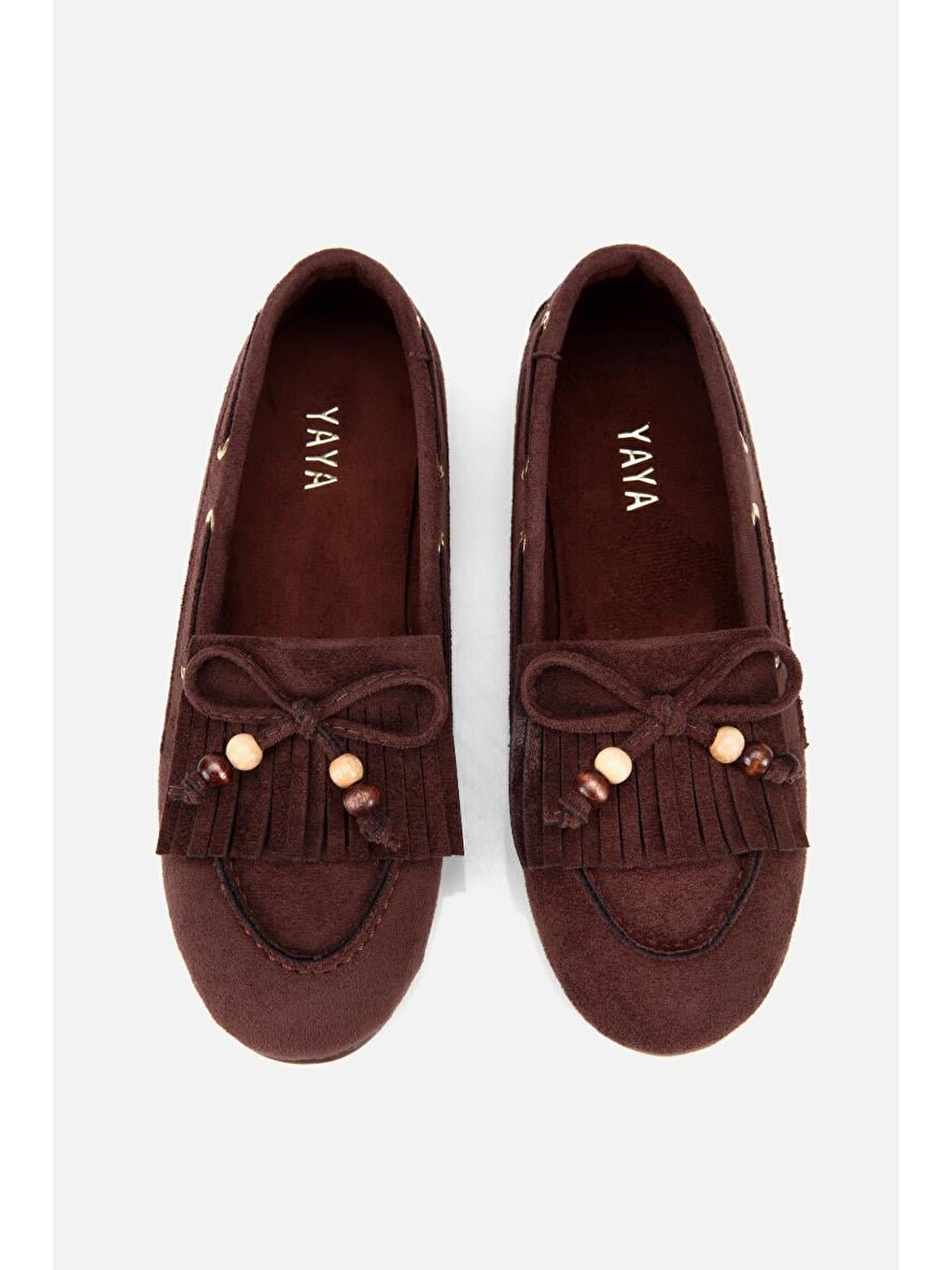 Kadın Kahverengi Süet Fiyonk Detaylı Bağcıklı Loafer-5