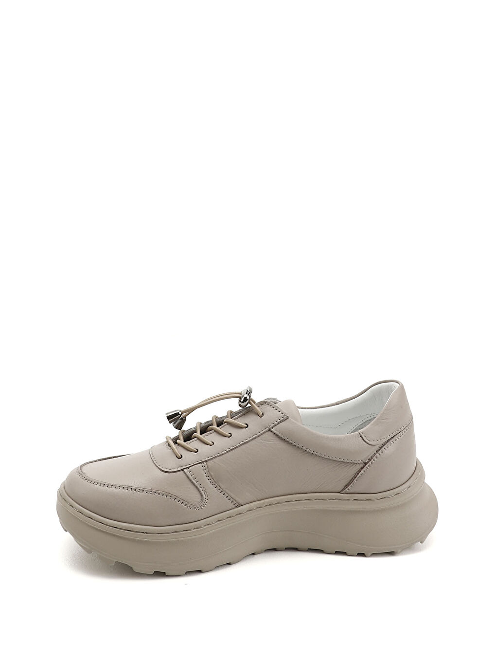Bej Kadın BEJ-CAMEL Lastik Bağcıklı Comfort Hakiki Deri Sneaker-2
