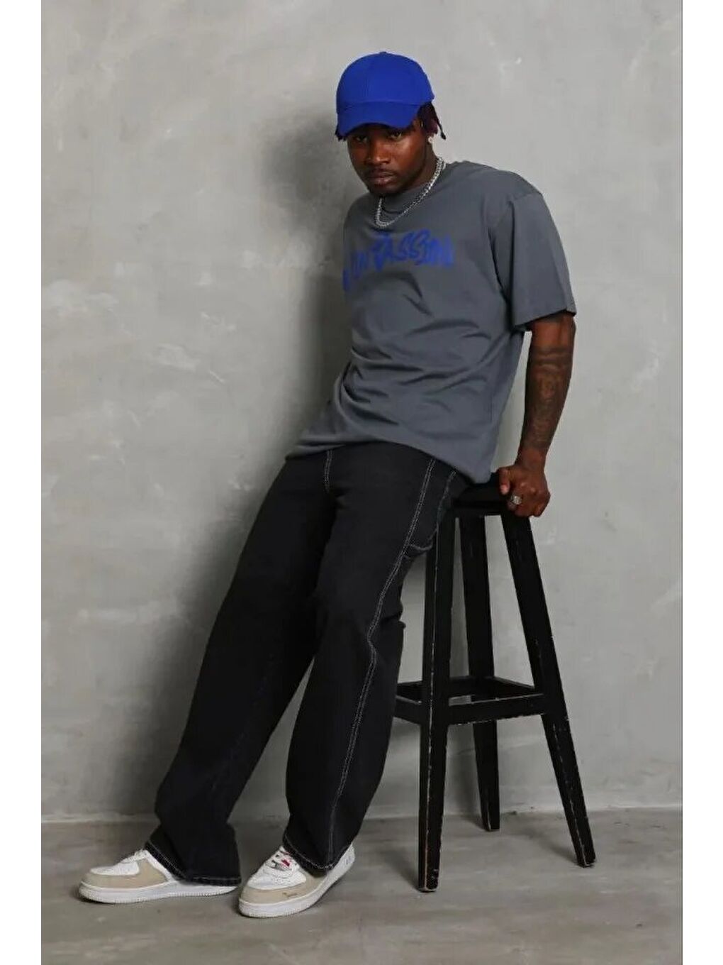 Gri Erkek Baskılı Tişört-2